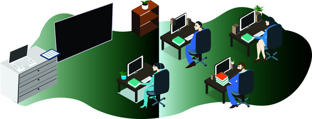 vector gradient website beautiful transition office people illustration