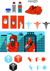 gloves respirator mask vector image