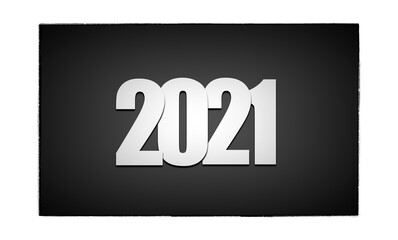 White numbers 2021 on black background. 2021 New Year.