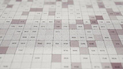 Abstract data processing over white and pink blinking squares. Animation. Science and research concept, digitally generated small information cells. - Powered by Adobe