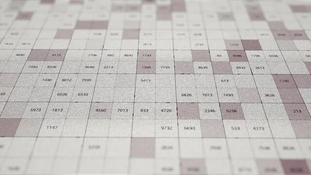 Abstract data processing over white and pink blinking squares. Animation. Science and research concept, digitally generated small information cells. - Powered by Adobe