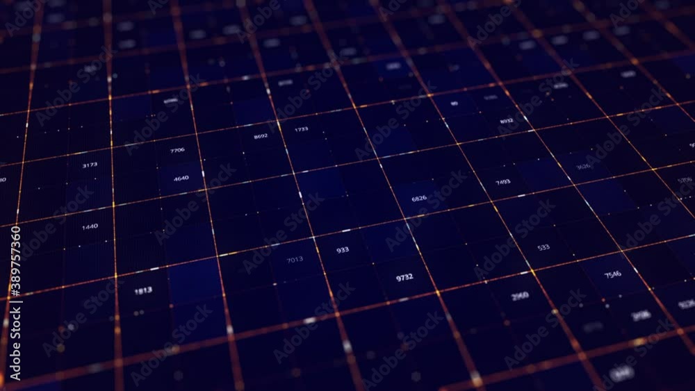 Aufkleber a data grid of streaming numbers changing on digital display. animation. abstract flowing blocks of 