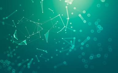 Fototapeta premium Abstract background. Molecules technology with polygonal shapes, connecting dots and lines. Connection structure. Big data visualization.