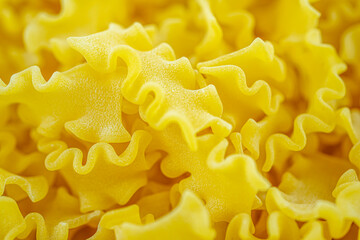 Italian dry wavy pasta background. Healthy traditional food. Top view. Macro close-up