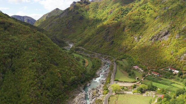 Aerial, Kir River At Ura e Shtrenjte, Albania