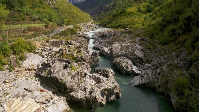 Aerial, Kir River At Ura e Shtrenjte, Albania