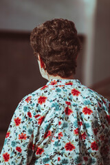 lady wearing her flower blouse