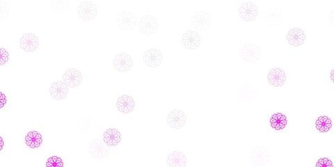 Light pink vector doodle pattern with flowers.