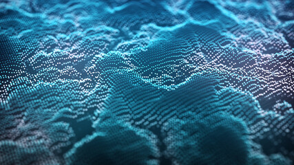 Futuristic point wave. Abstract background with a dynamic wave. 3d rendering