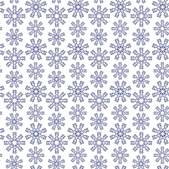 Foto op Plexiglas Blue line showflake on white backdrop. Christmas seamless pattern for wallpaper, wrap paper, sleeper, bath tile, apparel or bed linen. Phone case or cloth print. Flat style stock vector illustration © Anna