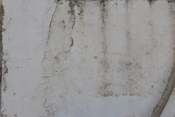Old white wall with cracks