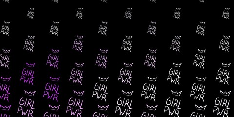 Dark Purple vector backdrop with woman's power symbols.