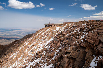 Colorado, USA - Summit of Pikes Peak. Heavy construction of the new visitor center and gift shop