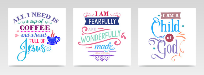 Faith quotes letter typography set illustration.