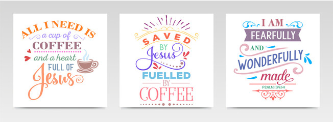 Faith quotes letter typography set illustration.