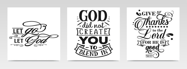 Faith quotes letter typography set illustration.