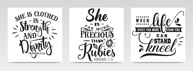 Faith quotes letter typography set illustration.