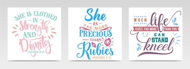 Faith quotes letter typography set illustration.