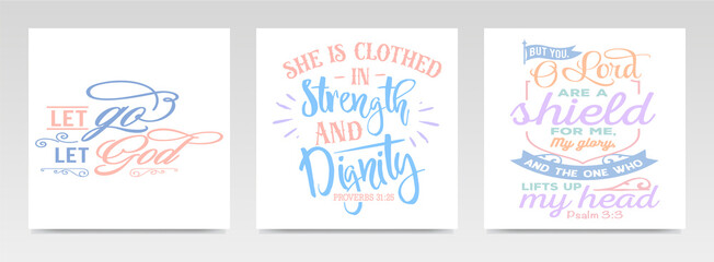 Faith quotes letter typography set illustration.