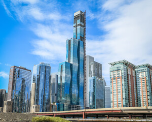 Naklejka premium Glass towers rise to join the Chicago skyline