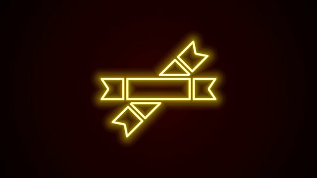 Glowing neon line Sugar stick packets icon isolated on black background. Blank individual package for bulk food products as coffee, salt, spices. 4K Video motion graphic animation