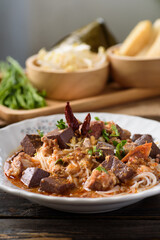 Northern Thai food (Khanom jeen nam ngeaw), local and culture food that is unique of Thailand