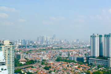 Fototapeta premium Jakarta city skyline with urban skyscrapers in the day