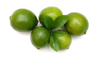 Fresh limes Isolated on white