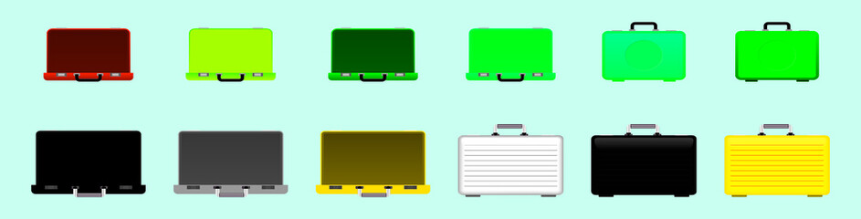 set of colorful empty suitcases cartoon icon design template with various models. vector illustration isolated on blue
