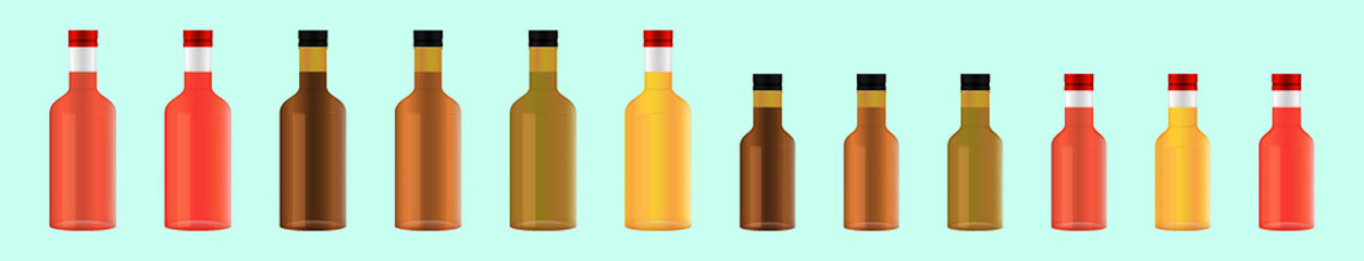 set of oil bottle cartoon icon design template with various models. vector illustration isolated on blue background