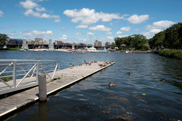 Fototapeta premium Charles River Pier, Boston ,MA, USA.