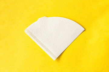  Drip Paper Coffee on yellow background.copy space.