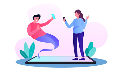 online video conference illustration concept