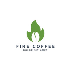 fire and coffee negative space logo design