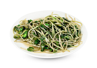 Sunflower Sprout fried with dish isolated on white background ,include clipping path