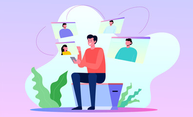 online video conference illustration concept