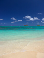 Fototapeta premium 晴天のハワイ、ラニカイビーチとモクルア