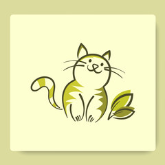 nature cute cat logo design vector illustration
