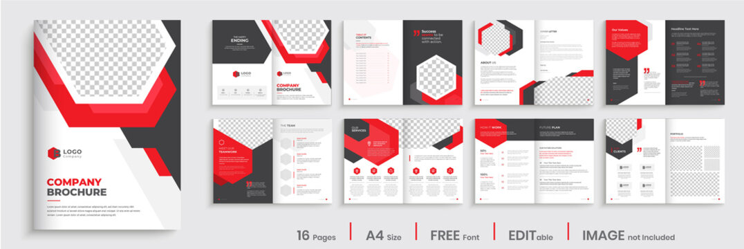 Corporate business brochure template layout, company brochure design, multipage design with yellow shapes, 