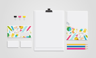 Creative, fashionable, minimalistic, school or office workspace. Flat lay. vector design EPS10.
