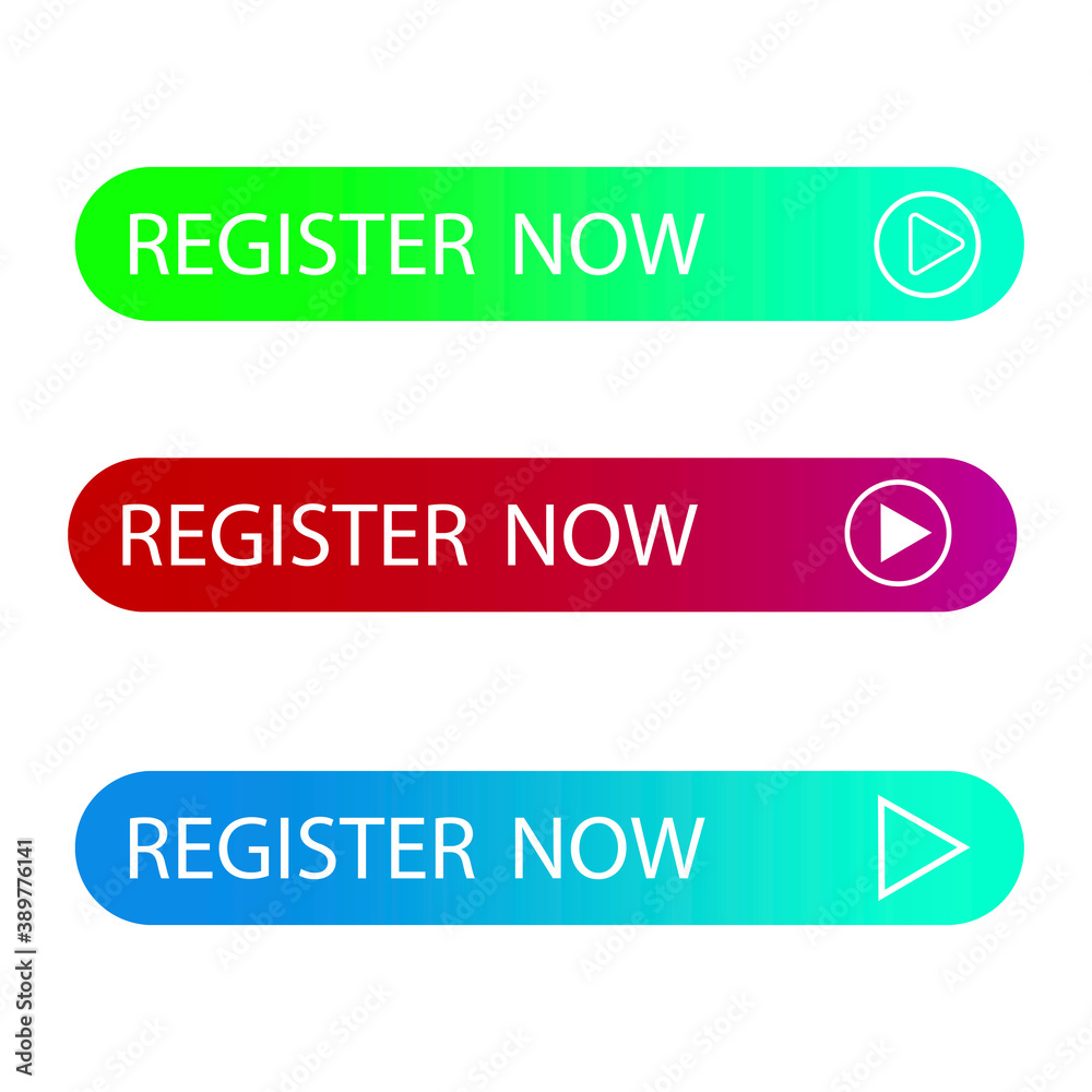 Wall mural colored buttons register now. set of colored stripes for the website. click to register instantly. s