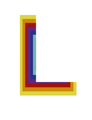 lines with the colors of the rainbow forming the letter L