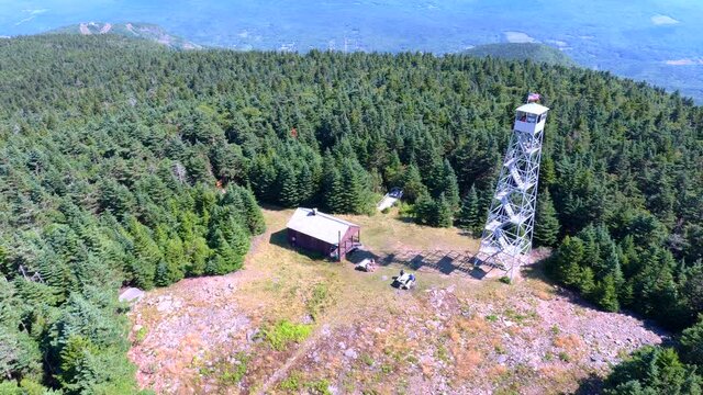 Panoramic view of Fire Tower at Catskills mountains in upstate New York area from above