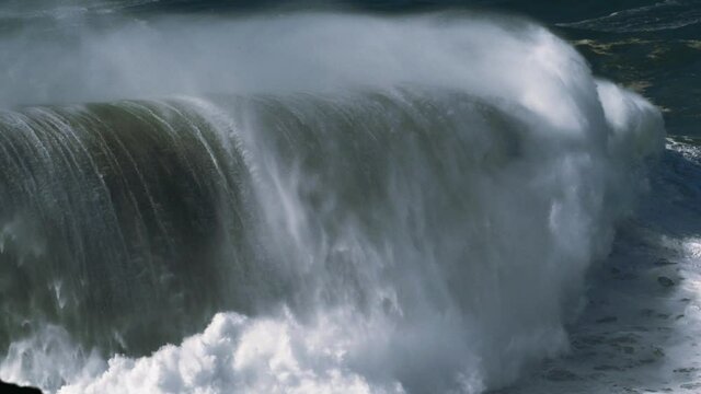 Slow motion of a monster wave in Nazar&eacute;, Portugal. Nazar&eacute; is a small village in Portugal with the biggest waves in the world.