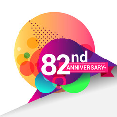 82nd Anniversary logo, Colorful geometric background vector design template elements for your birthday celebration.