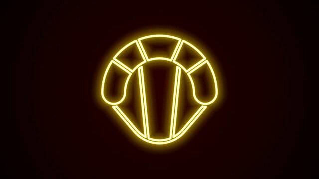 Glowing neon line Parachute icon isolated on black background. Extreme sport. Sport equipment. 4K Video motion graphic animation