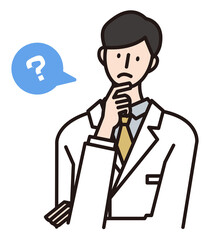 男性医師のベクターイラスト　おしゃれな線画