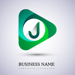 Logo J letter, green colored in the triangle shape, Vector design template elements for your Business or company identity.