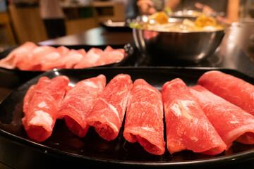 sliced pork of hot pot