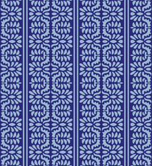 Japanese Flower Motif Stripe Vector Seamless Pattern